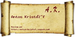 Antos Kristóf névjegykártya
