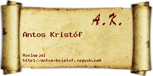 Antos Kristóf névjegykártya